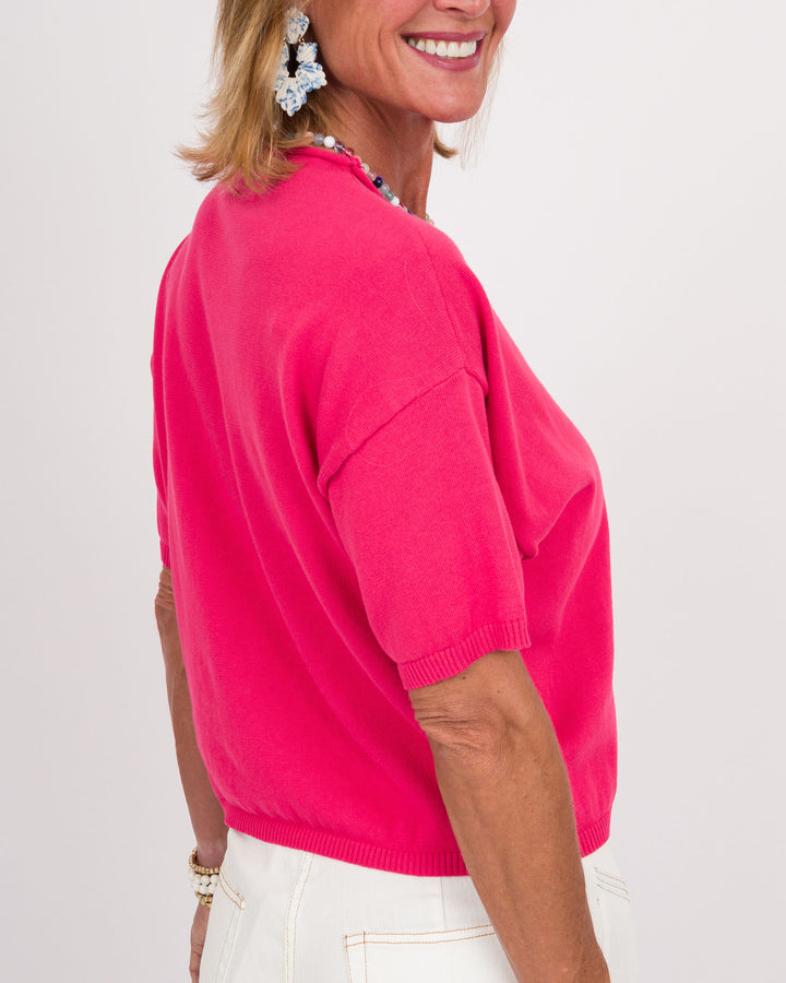 Toby Half Sleeve Cardigan - Fuchsia