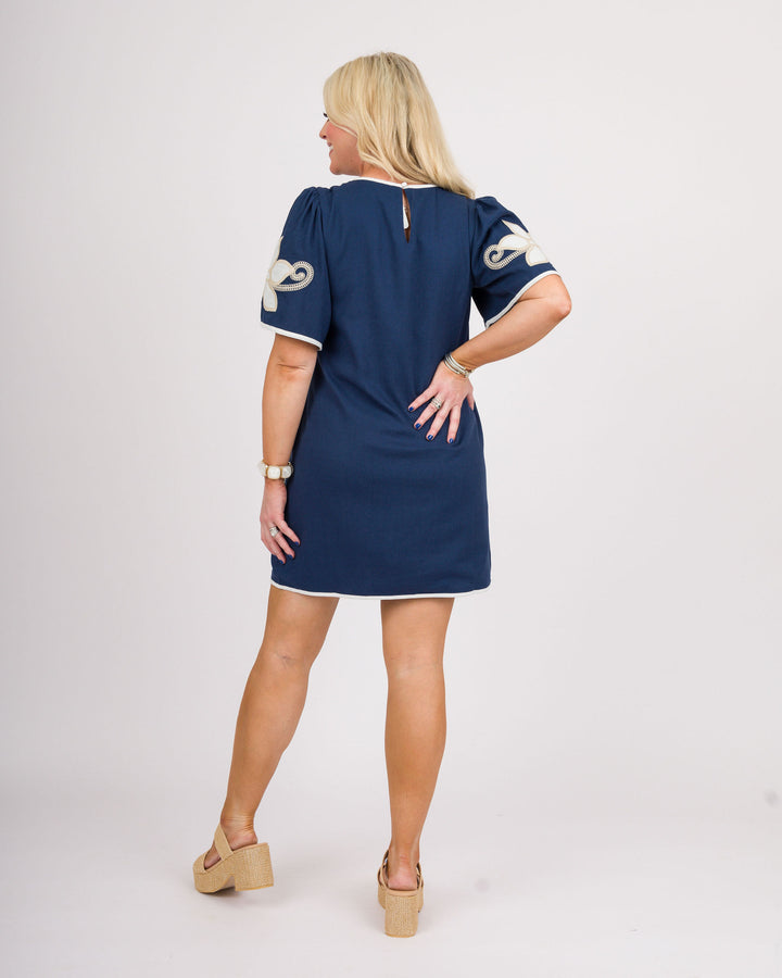 Francine Floral Dress - Navy
