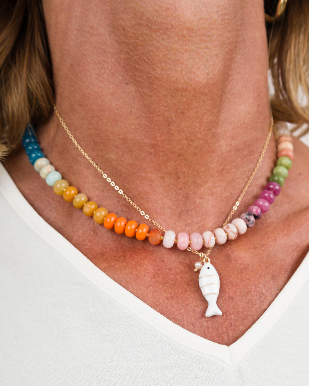 Enamel Fish Pendant Necklace