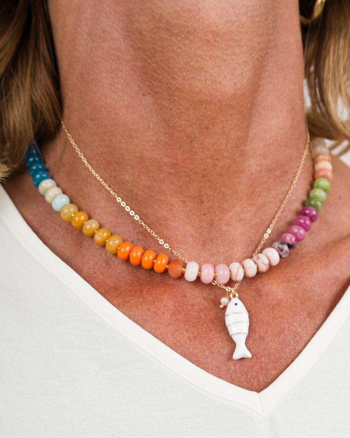 Enamel Fish Pendant Necklace