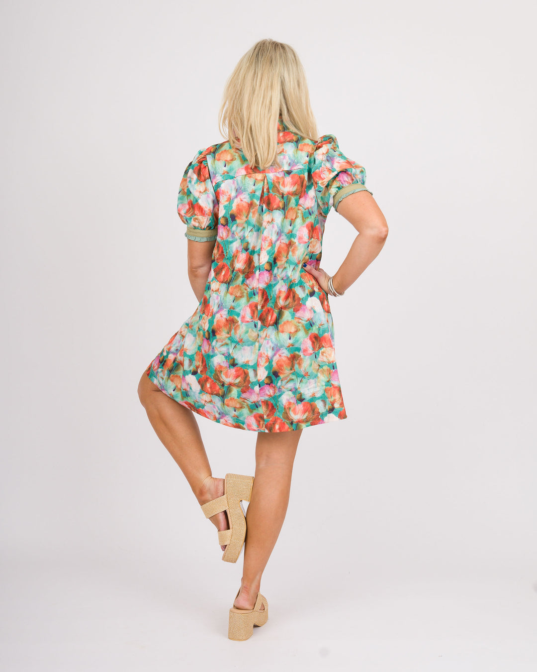 Myla Floral Dress - Mint