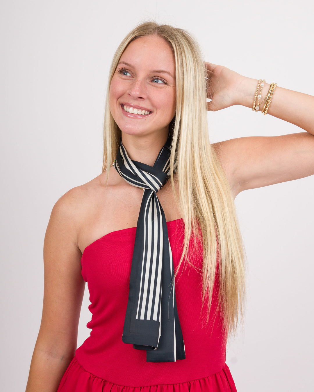 Stripe Print Narrow Scarf