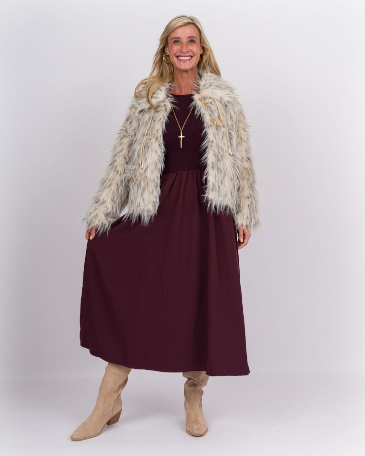 Sabrina Midi Dress Maroon