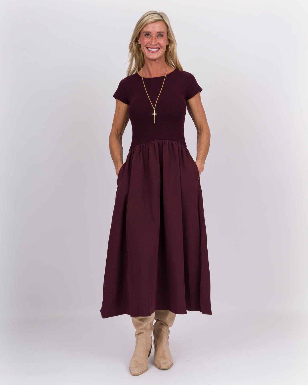 Sabrina Midi Dress Maroon