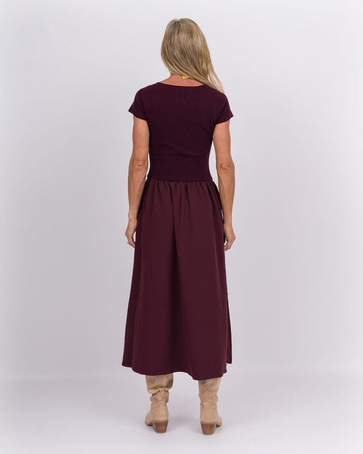 Sabrina Midi Dress Maroon