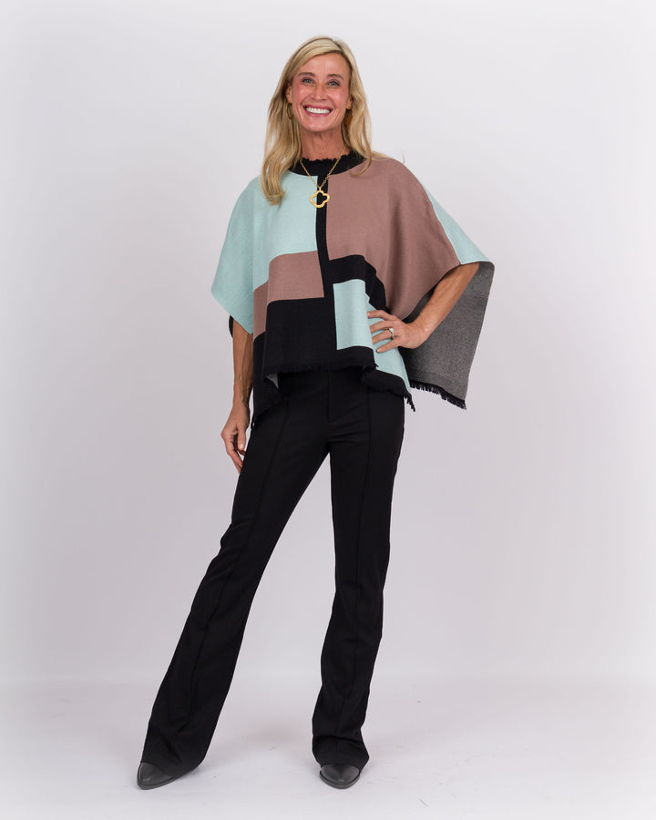 Audrey Color Block Poncho