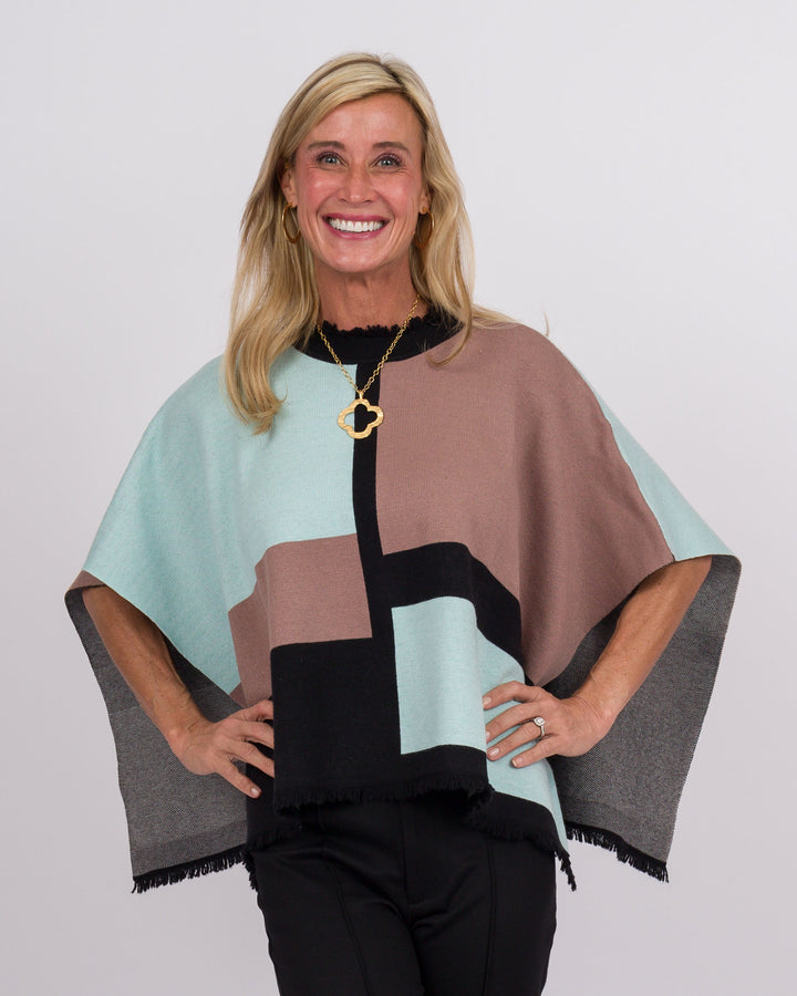 Audrey Color Block Poncho