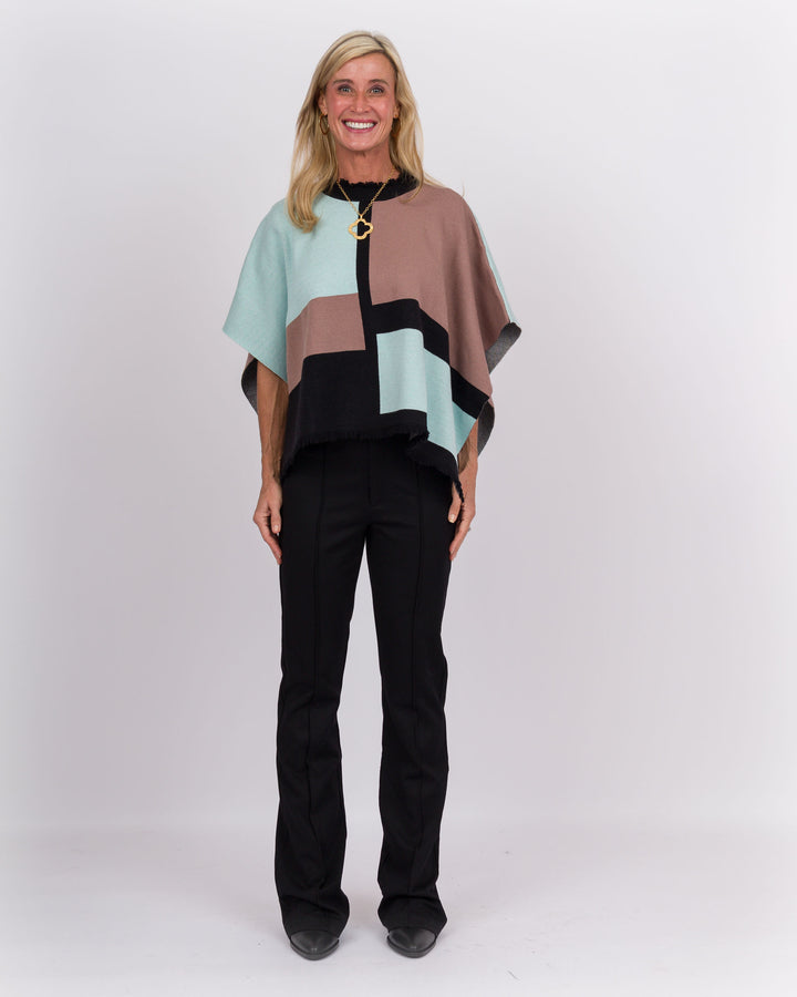 Audrey Color Block Poncho