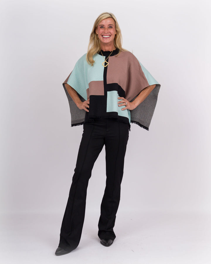 Audrey Color Block Poncho