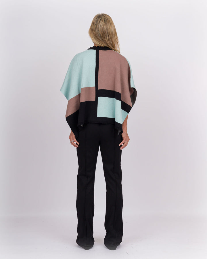 Audrey Color Block Poncho