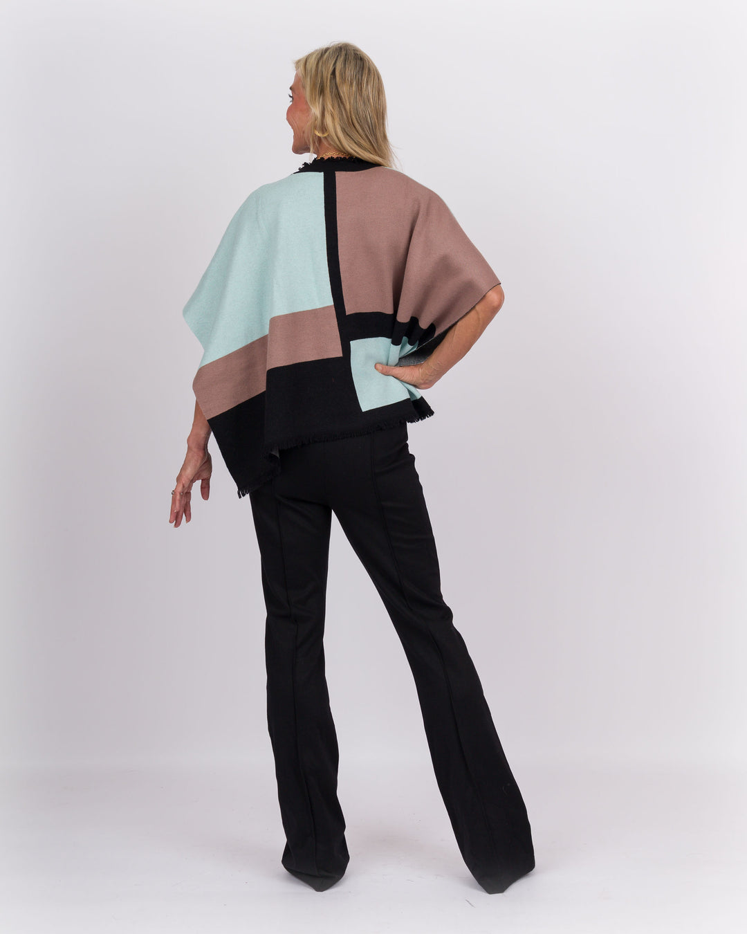 Audrey Color Block Poncho