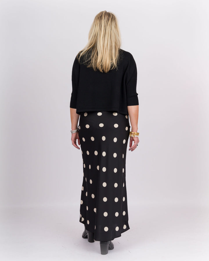 On the Dot Satin Midi Skirt