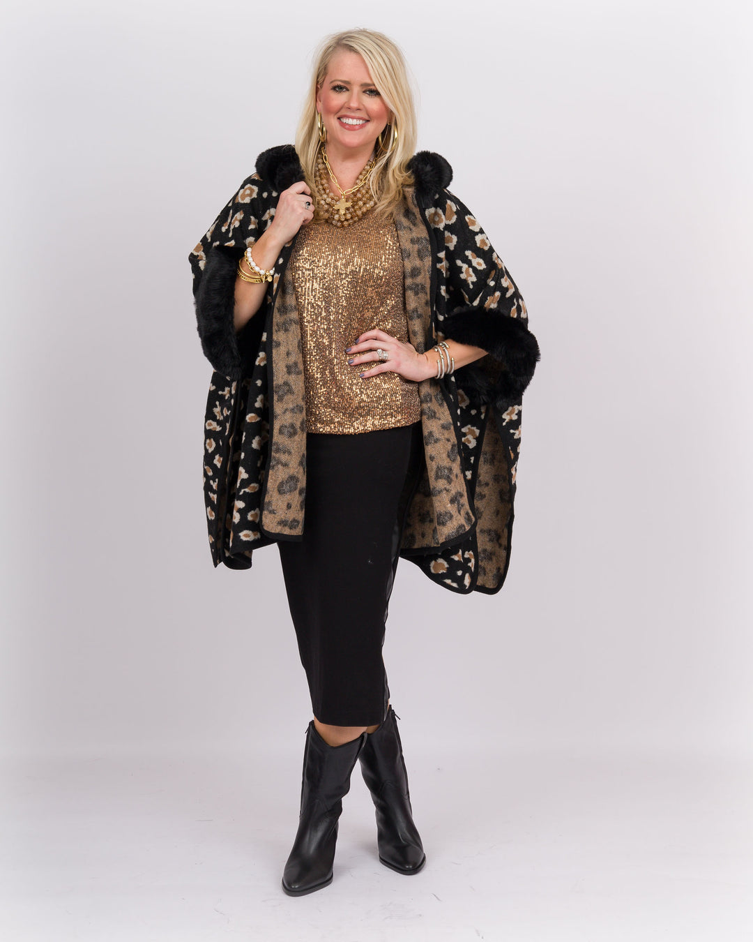 Bronze V-Neck Shimmer Top