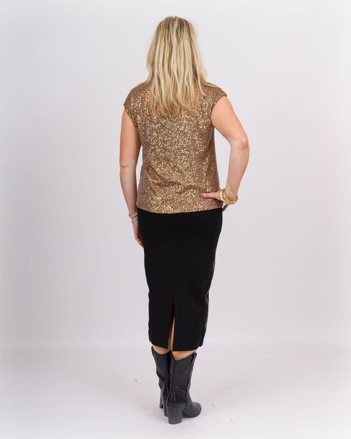 Bronze V-Neck Shimmer Top