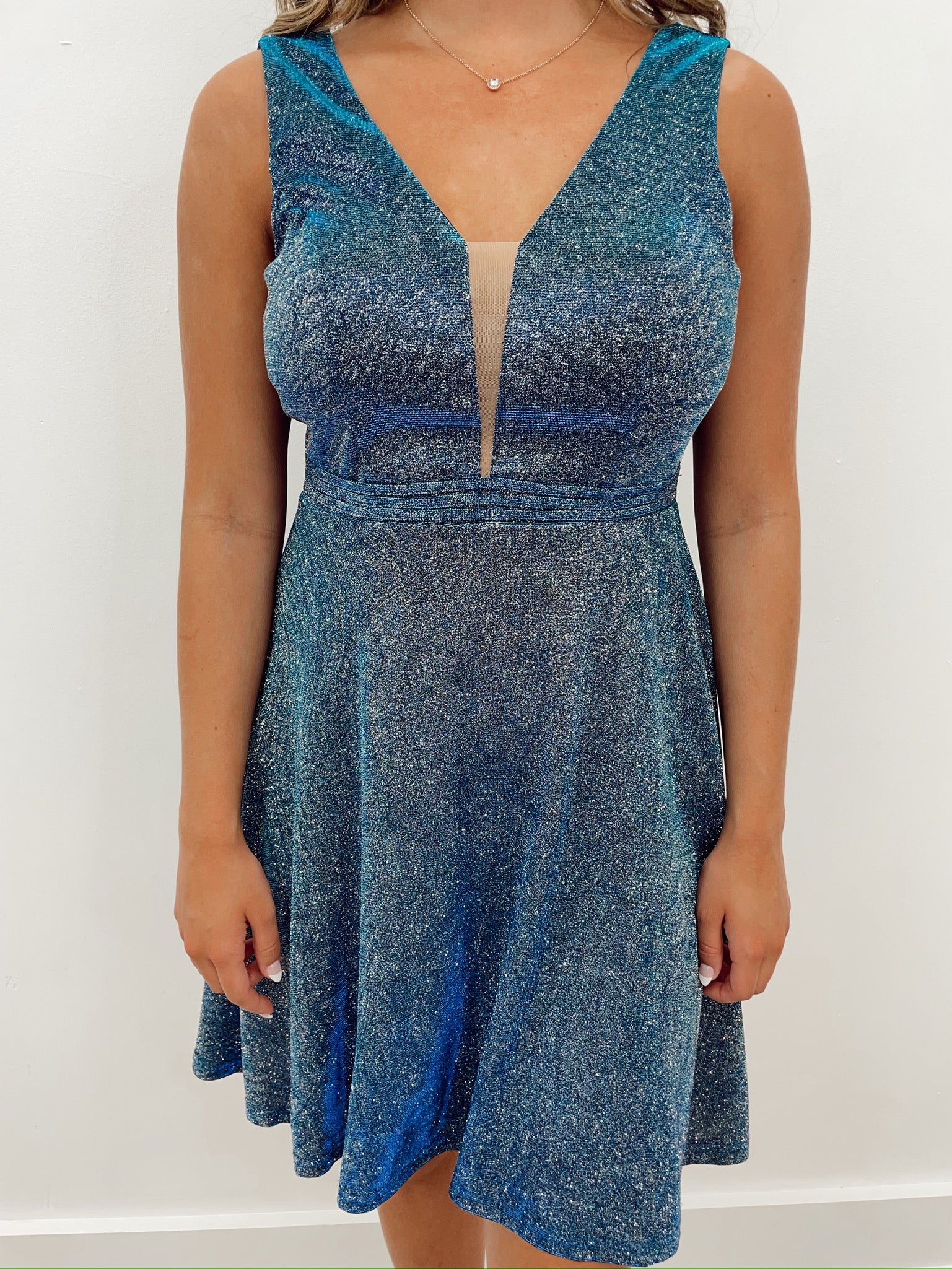 1525 Blue Iridescent Homecoming Dress