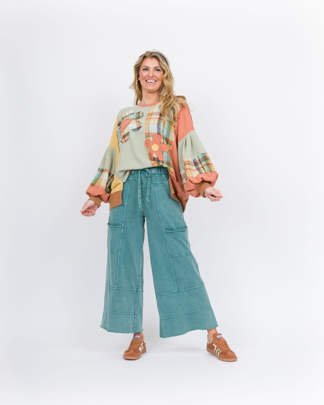 Kate Wide Leg Pant Teal Green