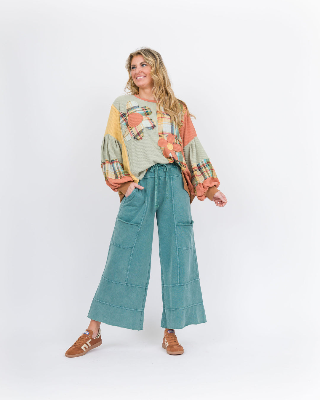 Kate Wide Leg Pant Teal Green