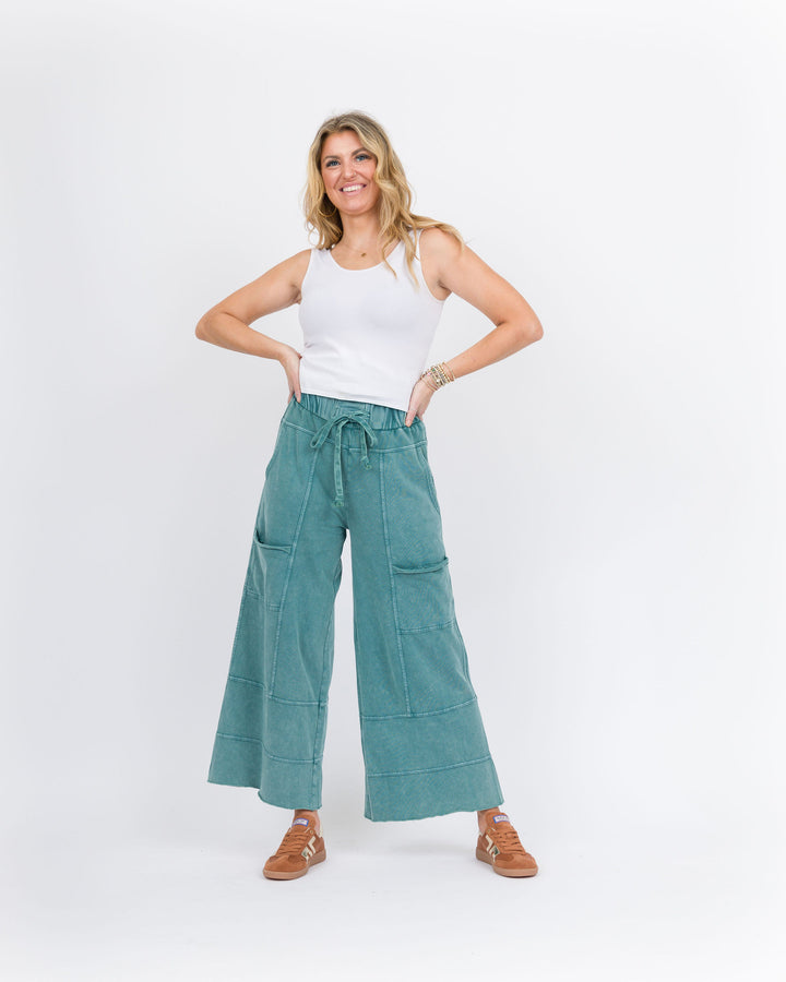 Kate Wide Leg Pant Teal Green