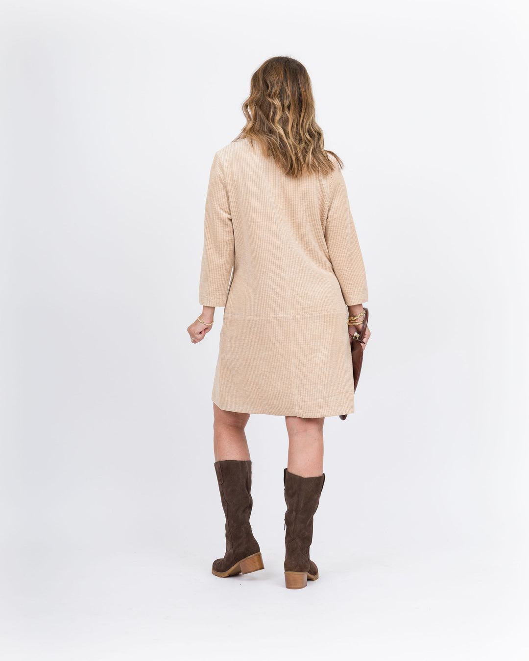 Comfy in Corduroy Dress - Cream