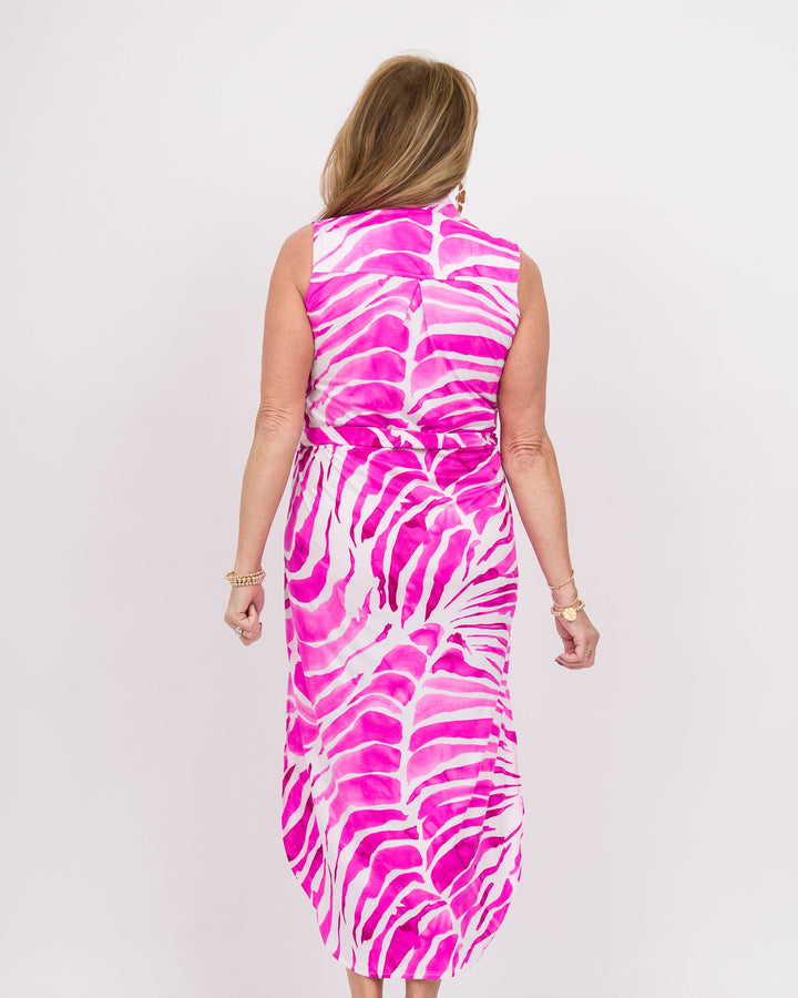 August Midi Dress - Pink Batik