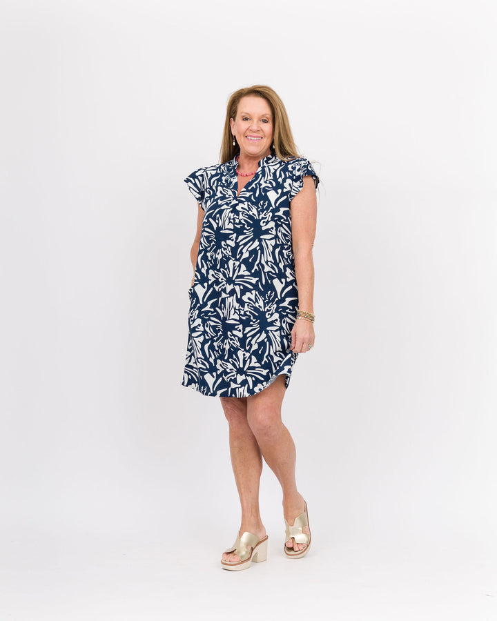 La Mer Luxe Blakely Dress-Navy Flower