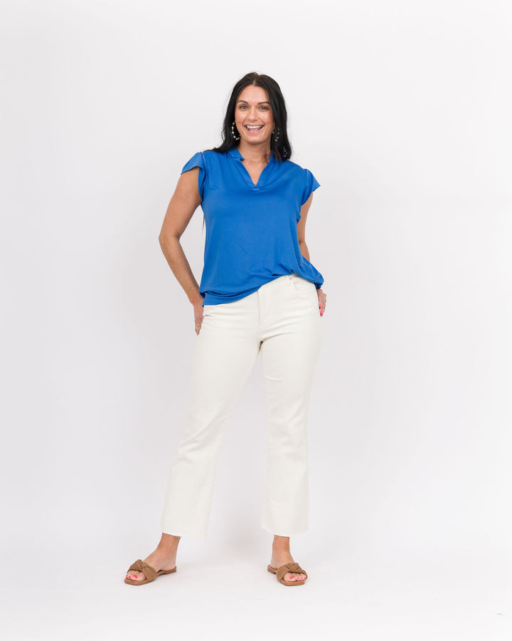 The Nicole V-Neck Top-Blue