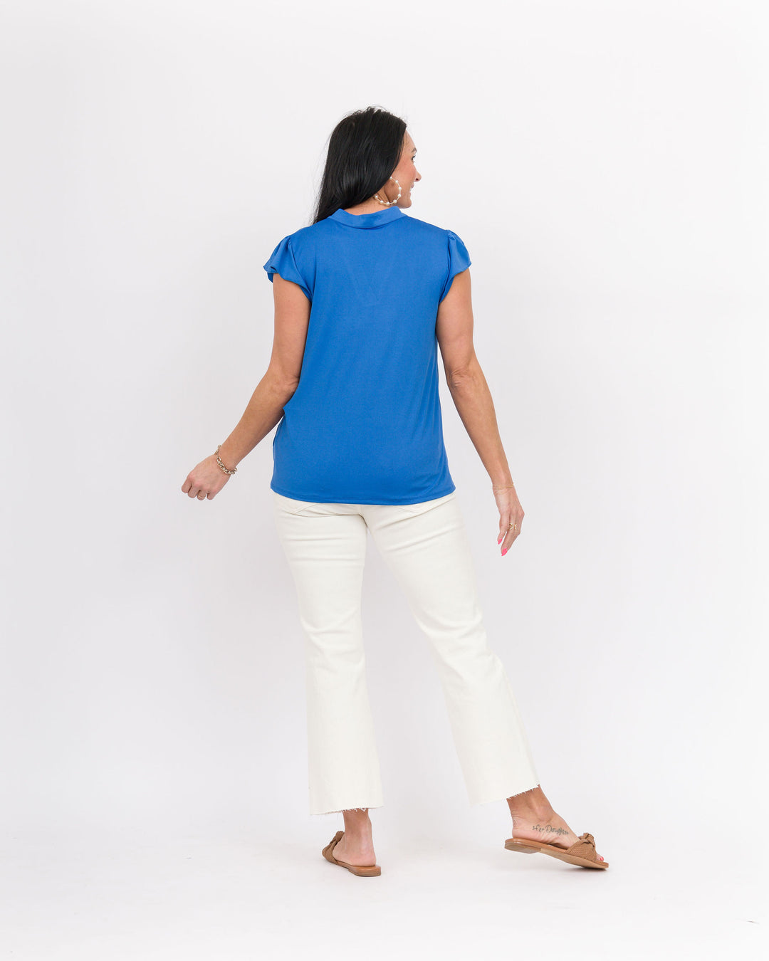 Emma + Grace The Nicole V-Neck Top , Blue