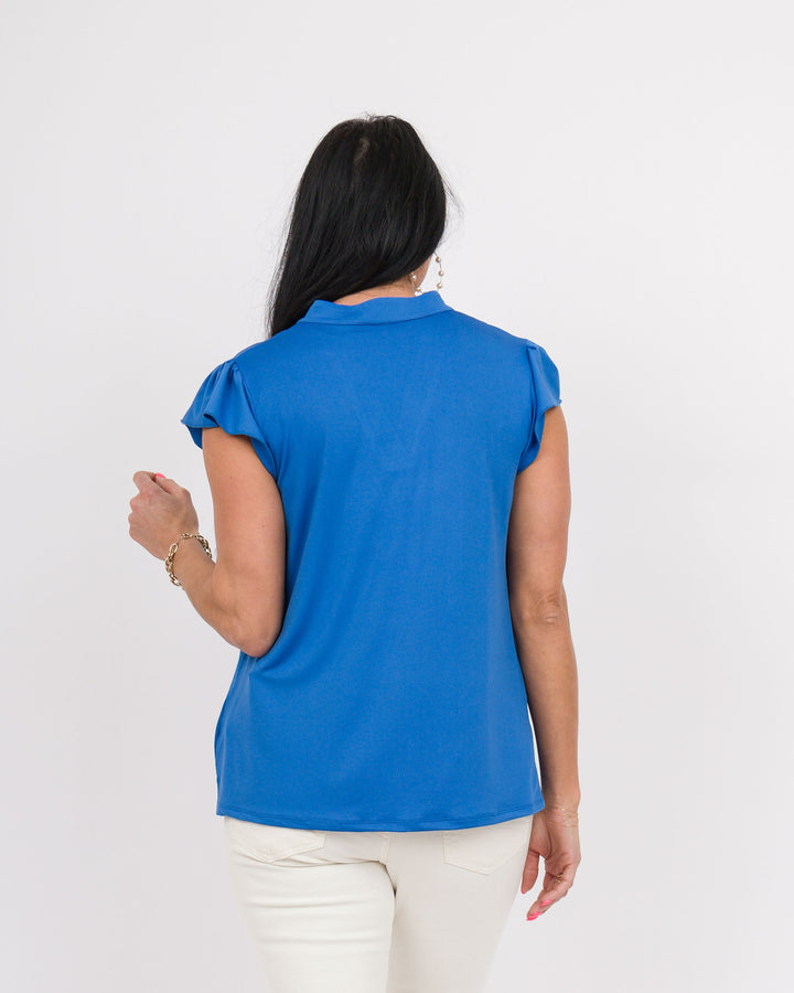 The Nicole V-Neck Top-Blue