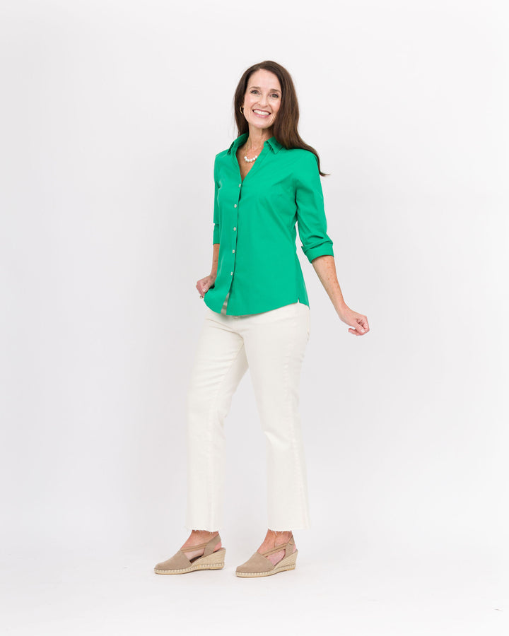 Foxcroft Taylor 3/4 Sleeve Mary Kelly Green  Non-Iron Shirt