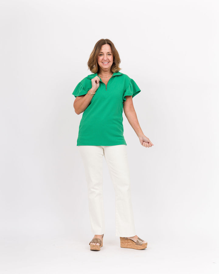 Sally Quarter Zip Top Green