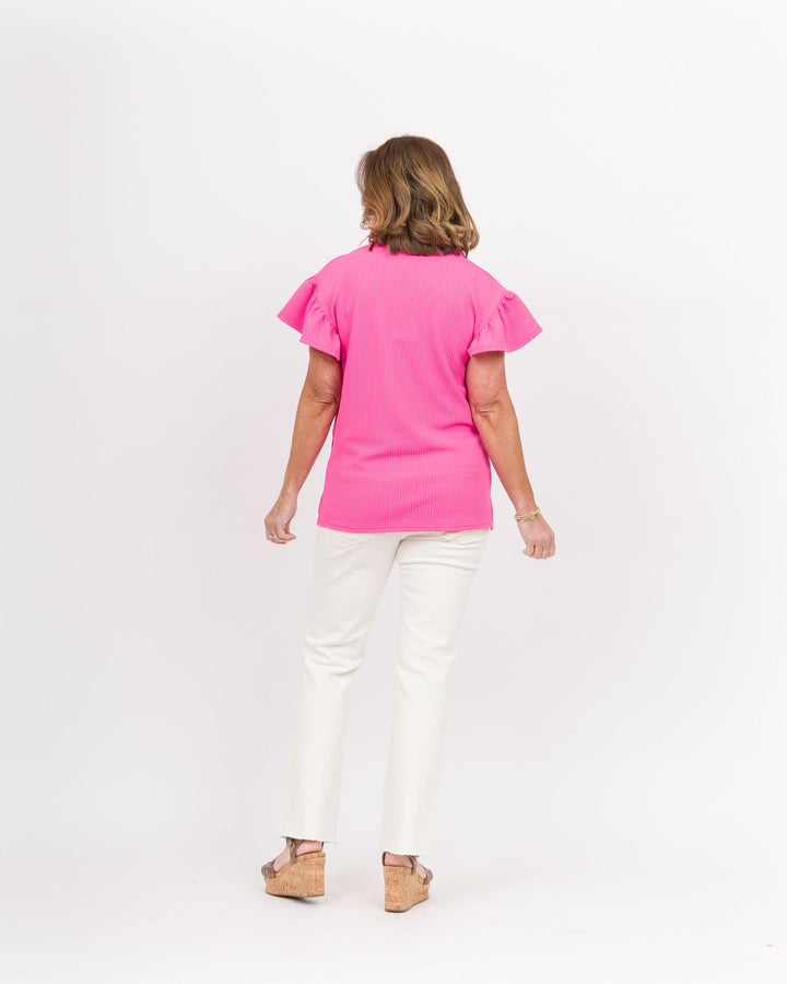 Sally Quarter Zip Top Hot Pink