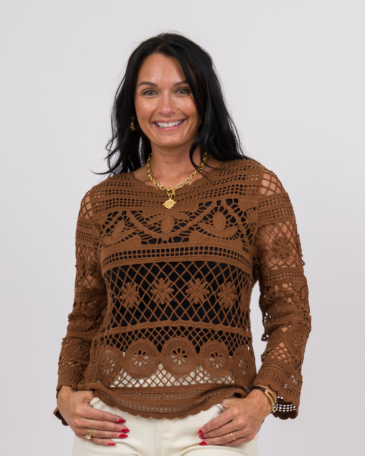 Elise Crochet Top Brown