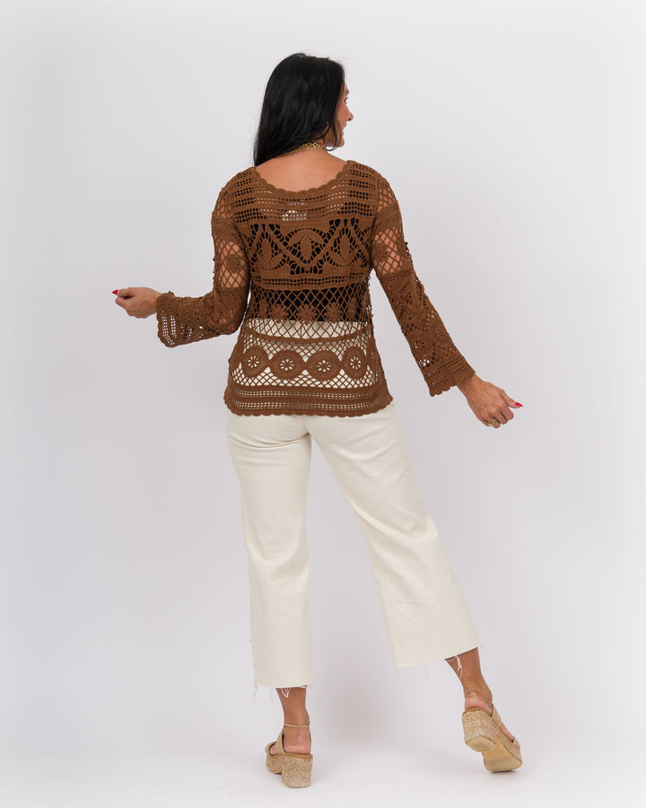 Elise Crochet Top Brown