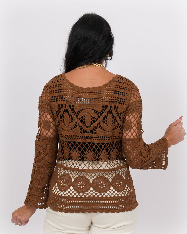Elise Crochet Top Brown