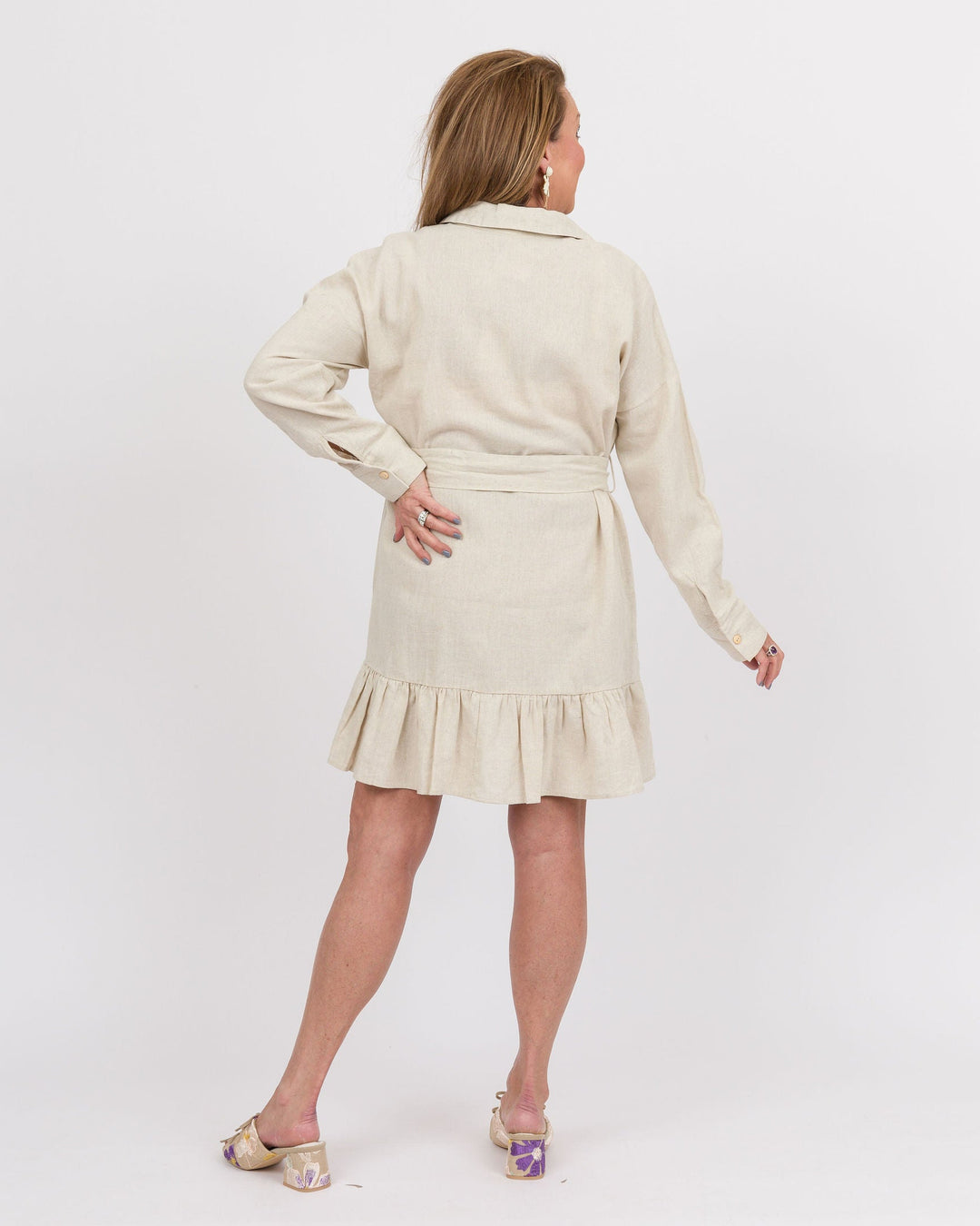 Oatmeal Linen Button Dress
