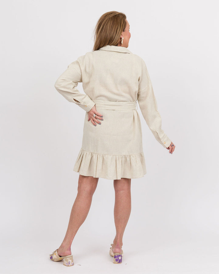 Oatmeal Linen Button Dress