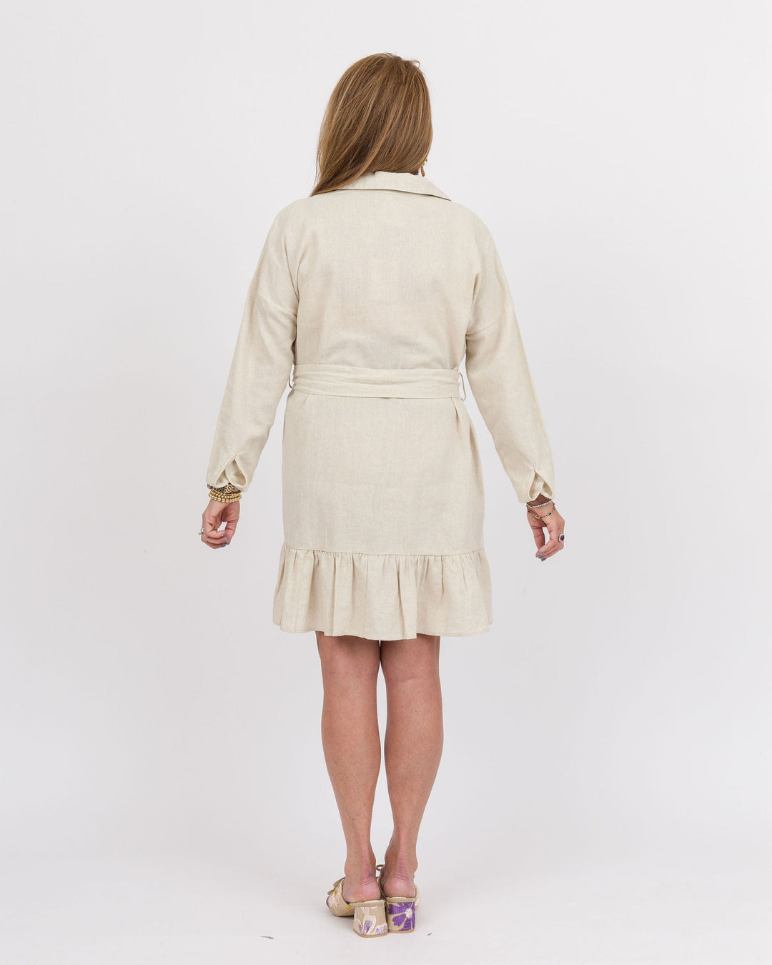 Oatmeal Linen Button Dress