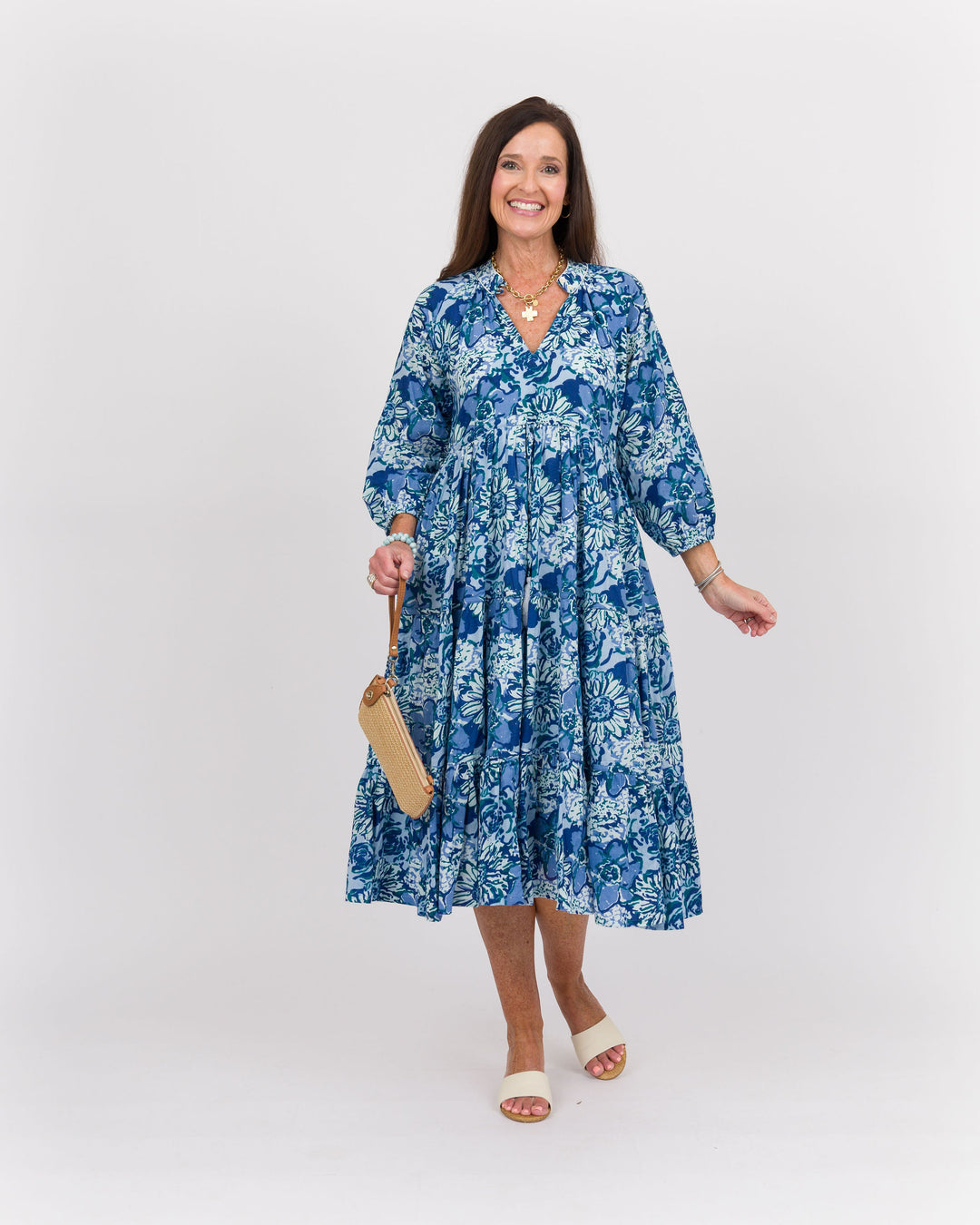 Field of Dreams Midi Dress - Blue