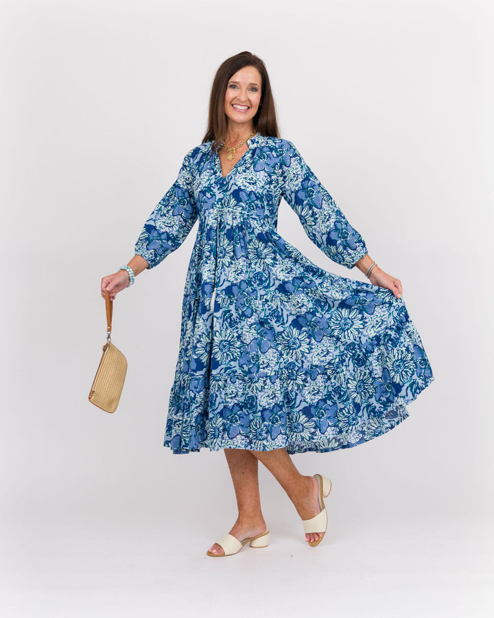 Field of Dreams Midi Dress - Blue