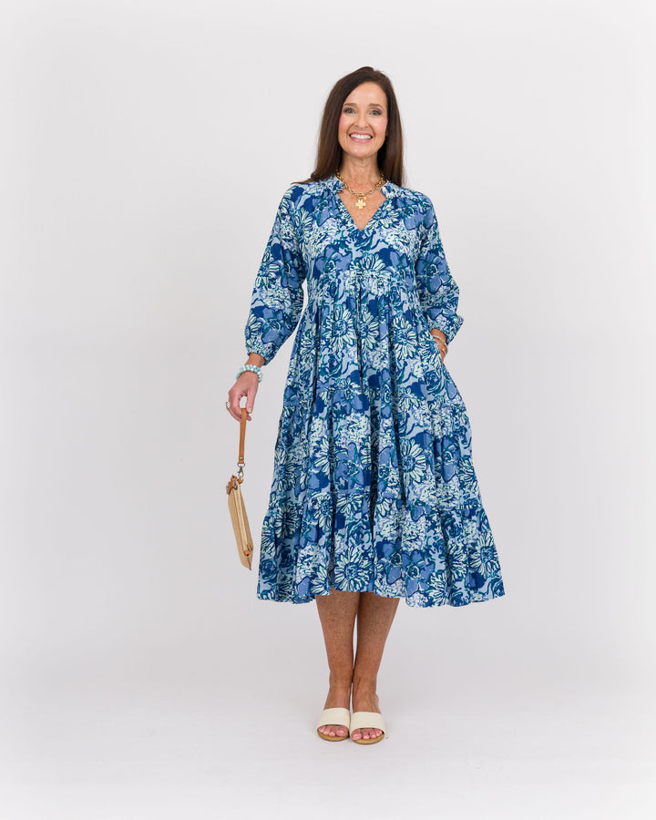 Field of Dreams Midi Dress - Blue