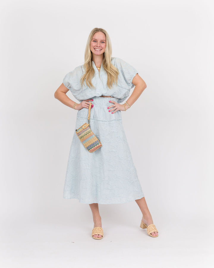 Daria Crystal Blue Top-Skirt Set