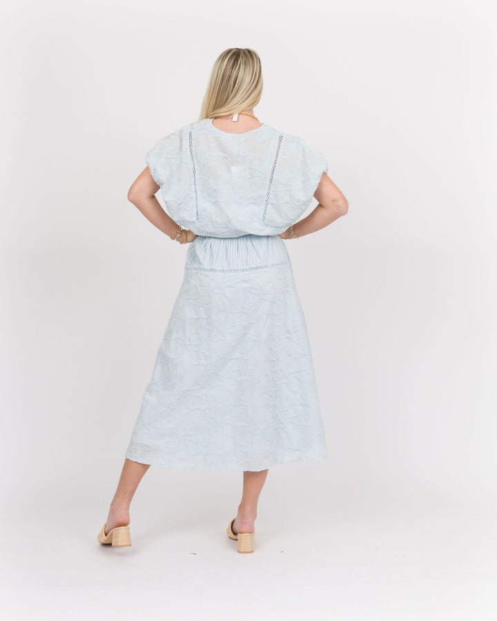 Daria Crystal Blue Top-Skirt Set