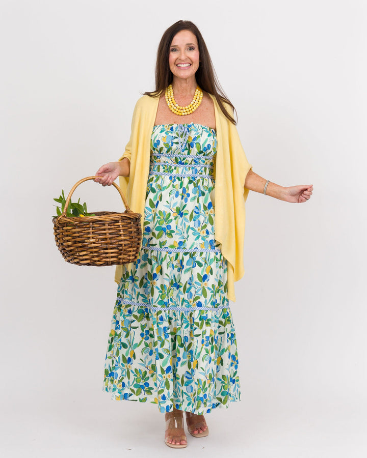 Cobalt Citrus Floral Maxi Dress