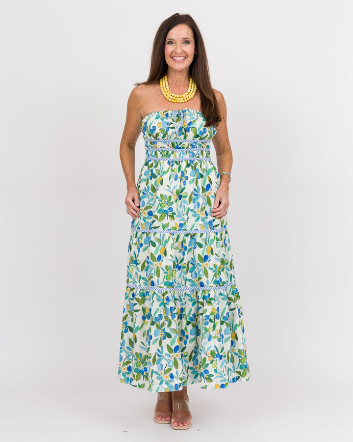 Cobalt Citrus Floral Maxi Dress