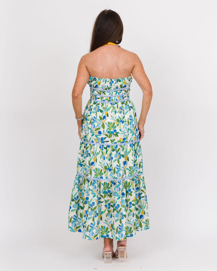 Cobalt Citrus Floral Maxi Dress