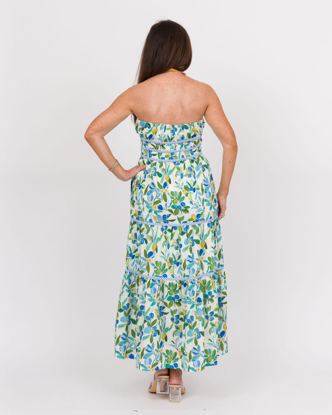 Cobalt Citrus Floral Maxi Dress