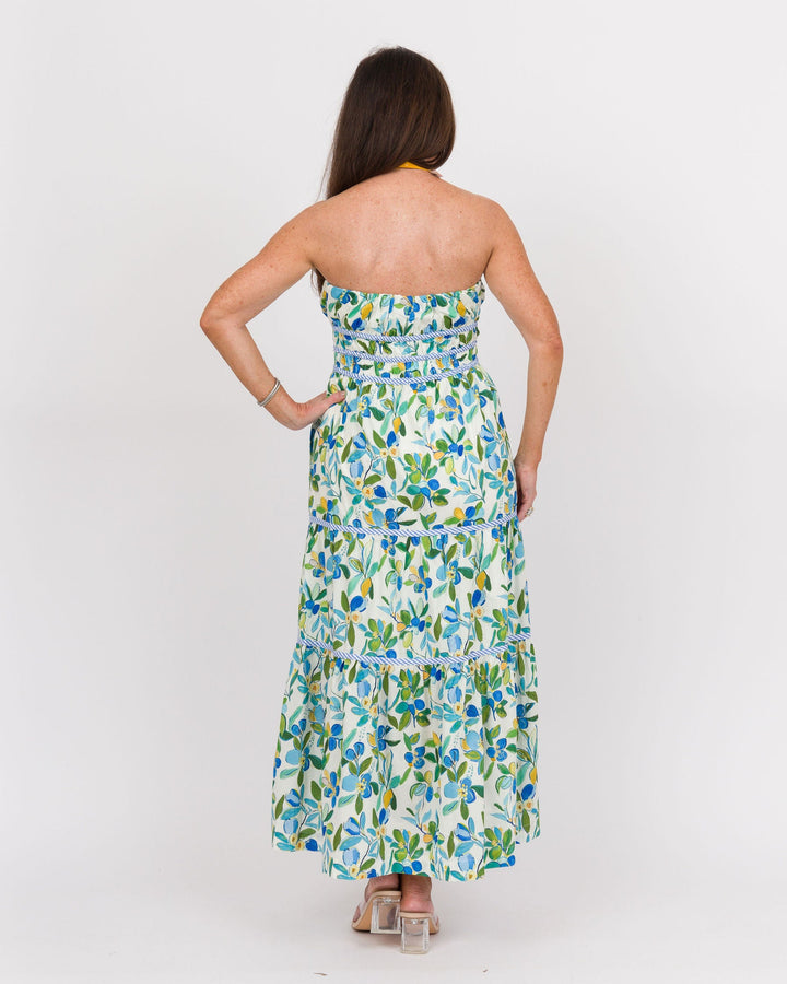 Cobalt Citrus Floral Maxi Dress