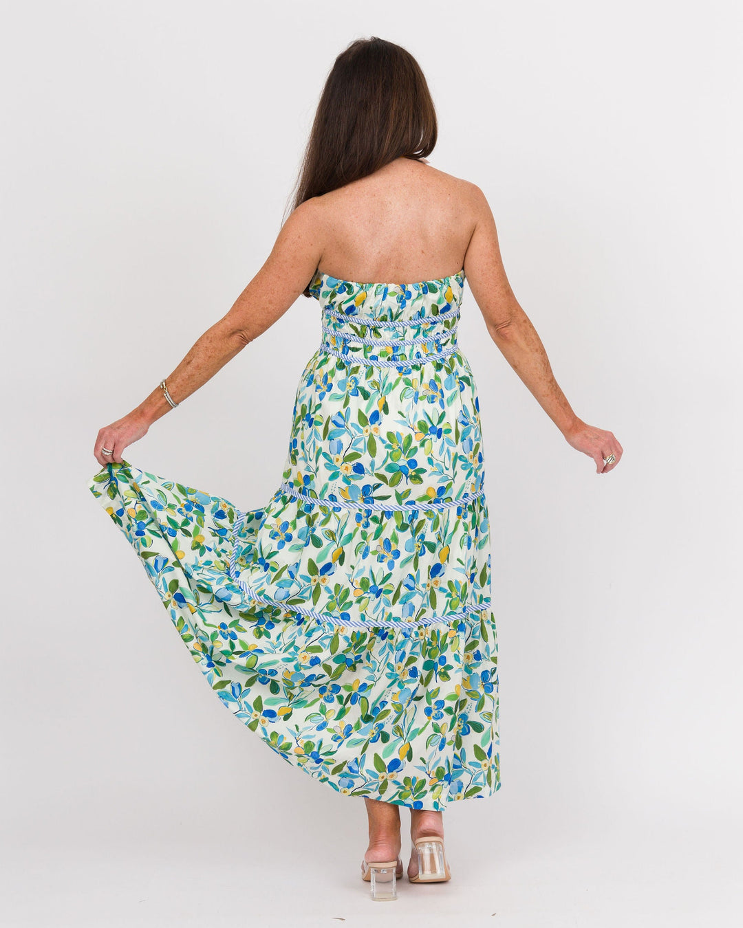 Cobalt Citrus Floral Maxi Dress