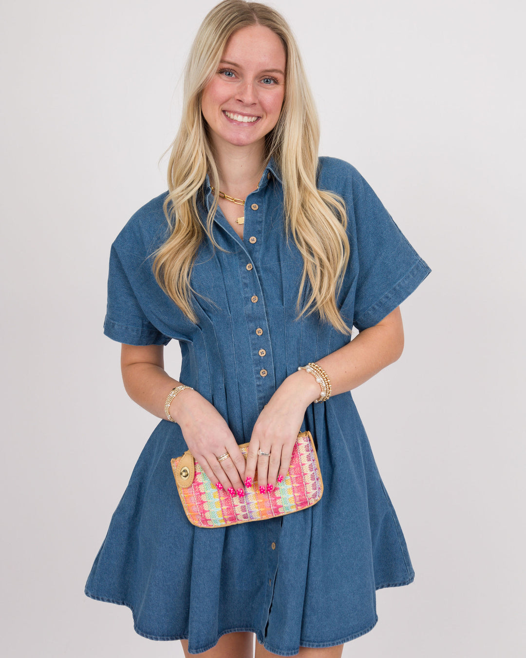 Joy Susan Bright Multi Woven Stripe Straw Mini Wristlet Crossbody