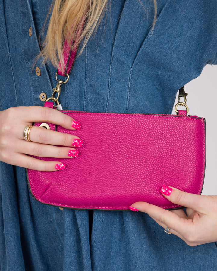 Joy Susan Fuchsia Mini Crossbody Wristlet Clutch